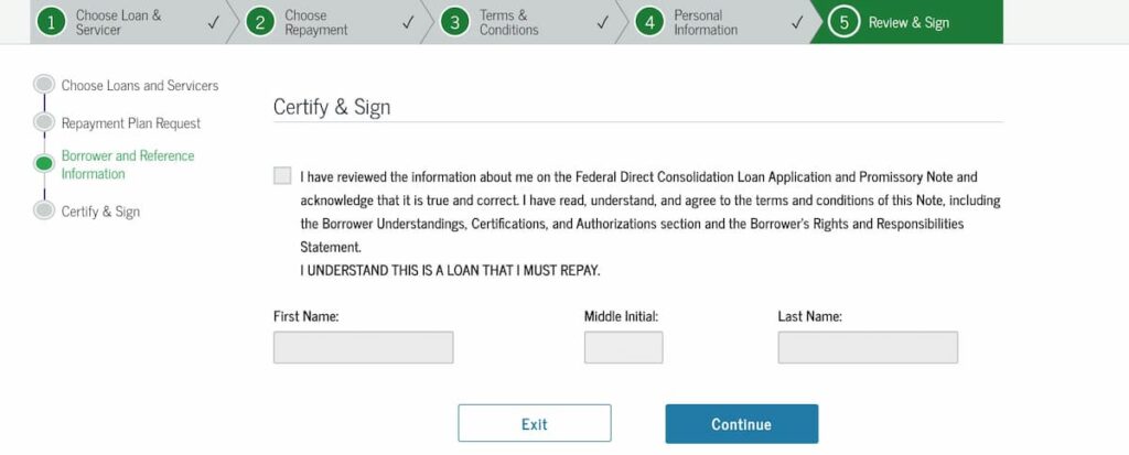 Student Loan Consolidation agreement